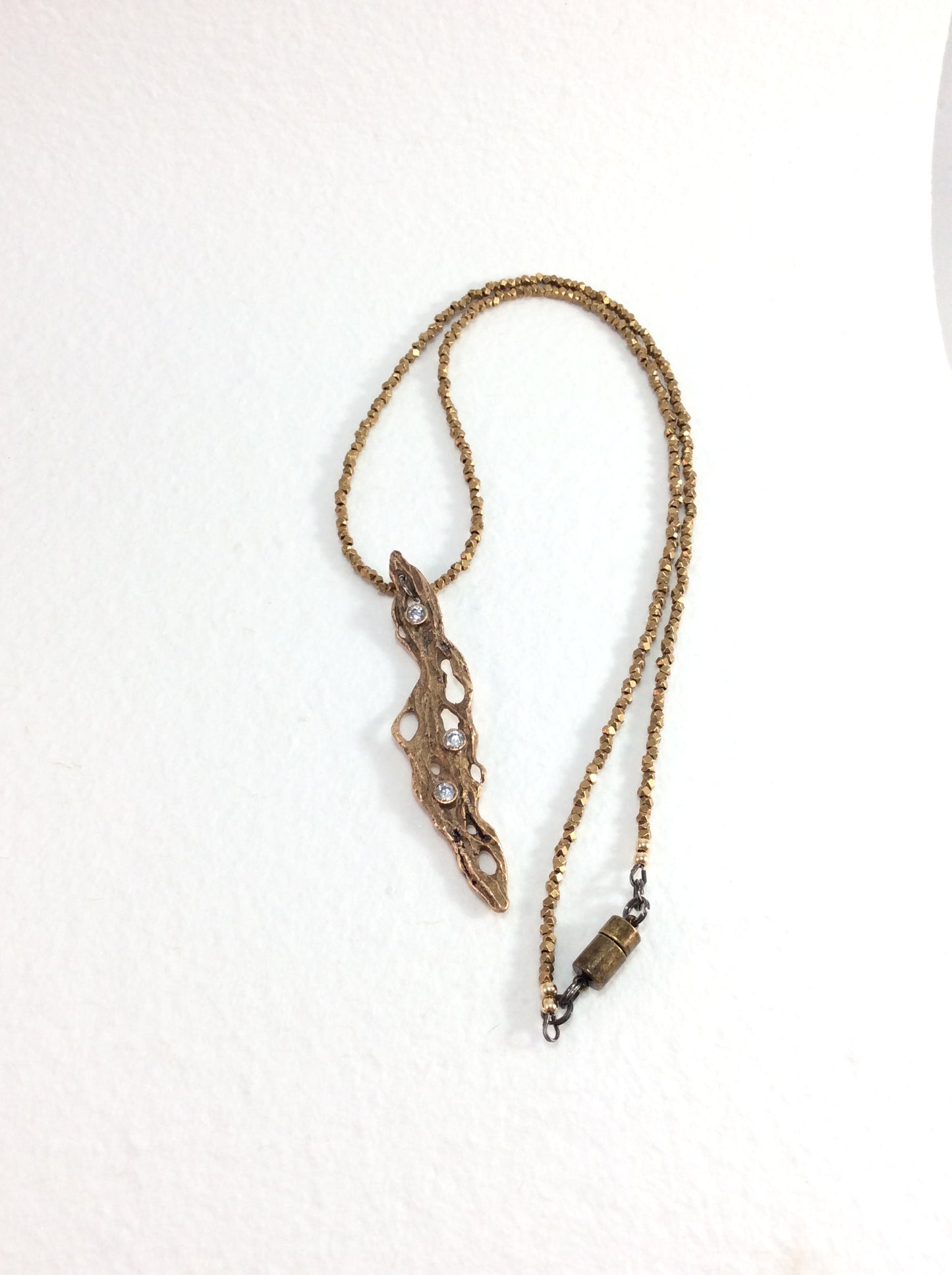 Bronze Cast Sterling Cholla and CZ Pendant